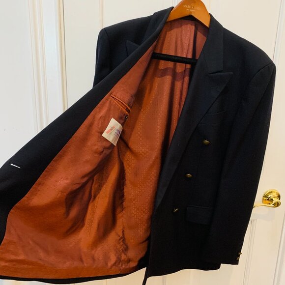 Austin Reed Double Breasted Blazer Suit Jacket Navy with Buttons Wool Vintage - Picture 5 of 16